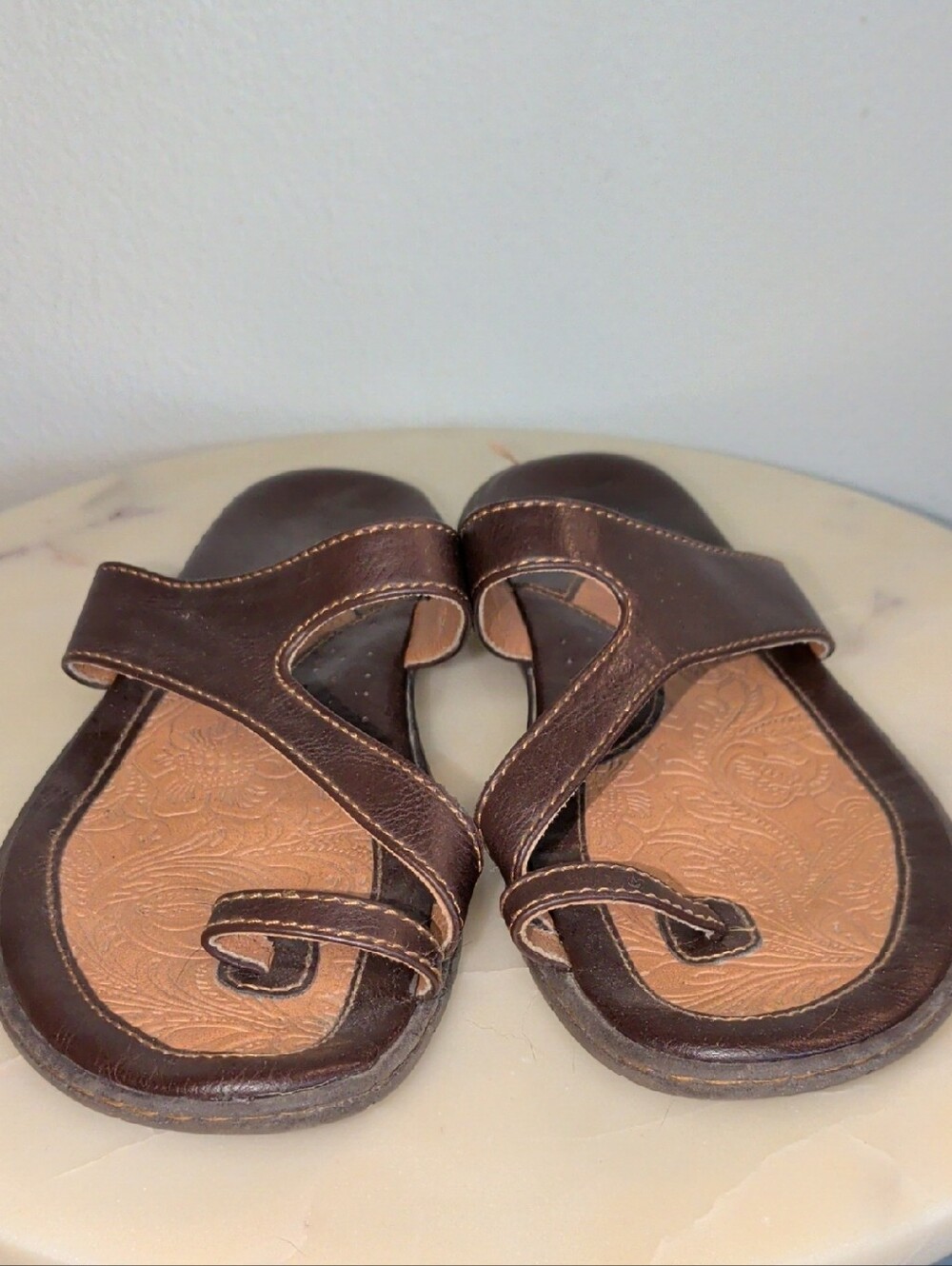 Boc Brown Leather Slide Sandals